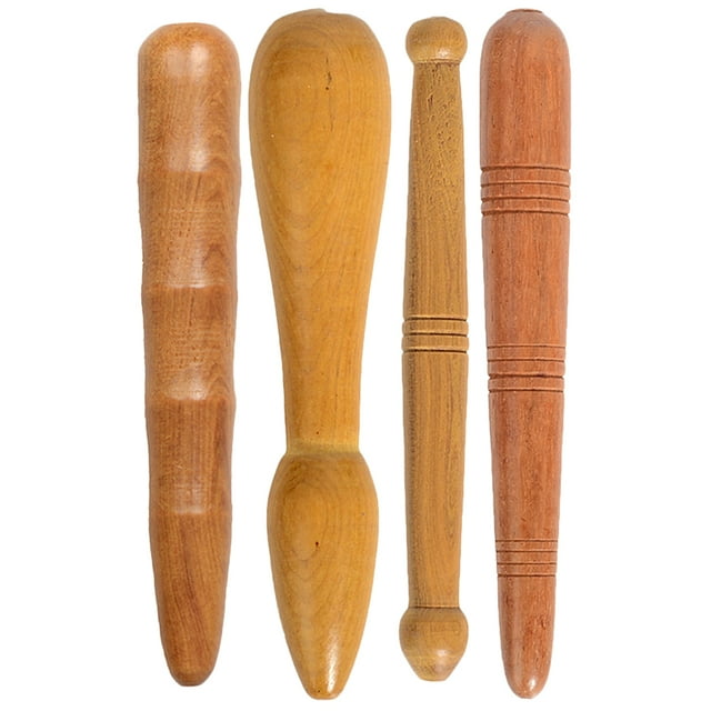 ColoMX 4 masajeadores de acupuntura domésticos, palos de masaje profesionales, masajeadores Pelma de madera