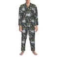 thumbnail image 3 of Fuzoiu Cute Sloth Print Men's Long-Sleeved Pajama,Lounge Button Down Nightwear,Mens Notch Collar Pajama Set -Small, 3 of 7