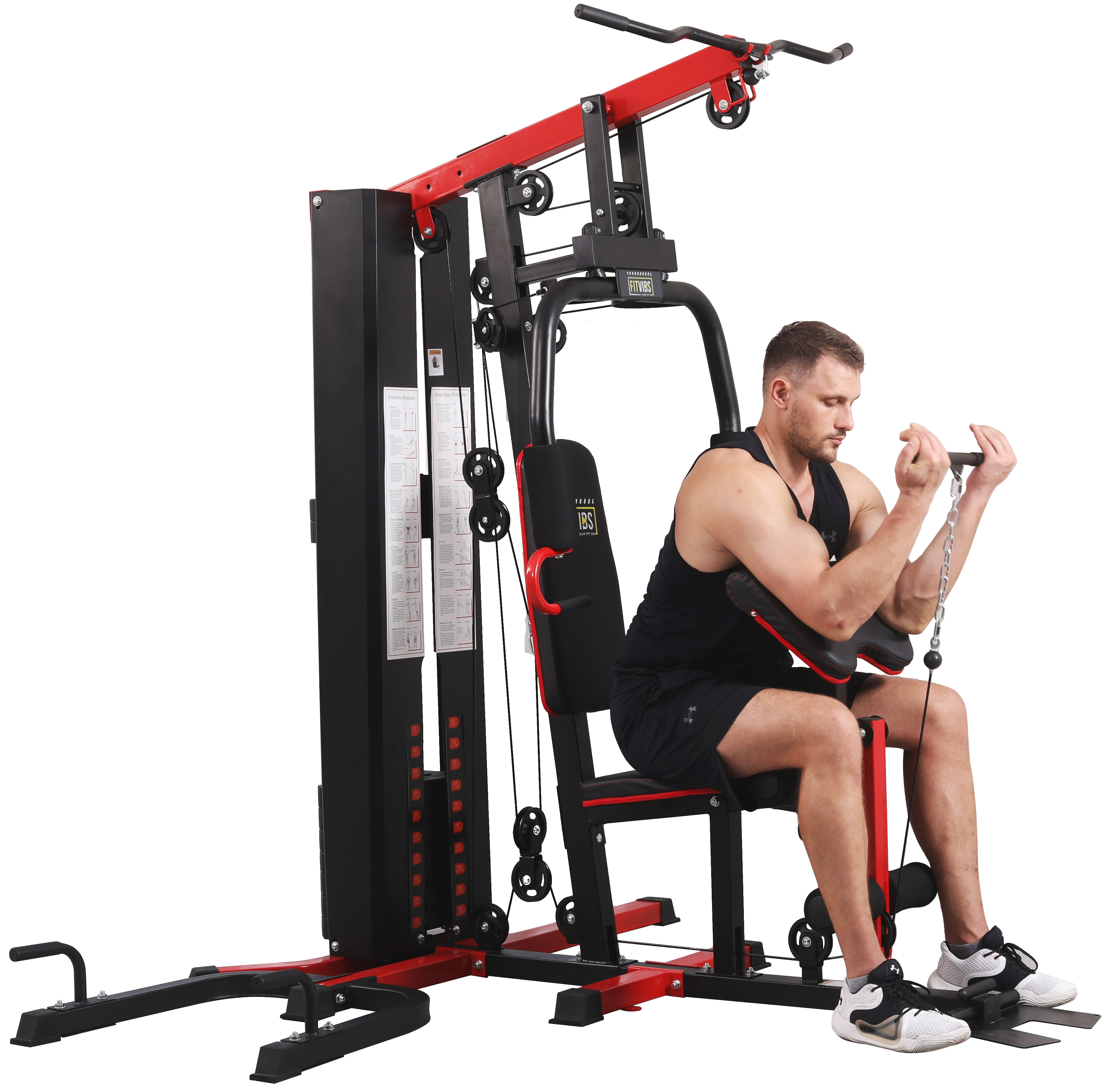 Fitvids LX800 Home Gym System Workout Station with 330 Lbs of Resistance, 122.5 Lbs Weight Stack, Two Station, Comes with Installation Instruction Video, Ships in 6 Boxes - image 5 of 13