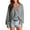 Gray(New), variant on Plus Size Women's Fashionable Solid Color Asymmetrical Hem V-Neck Long Sleeve Casual Top