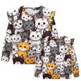 thumbnail image 5 of Garronmavis Cute Cats Long Sleeve Sweatshirt Soft Pullover Crewneck Long Sleeve Shirt Stylish Fall Winter Clothes Washable Toddler Girl Sweatshirt Clothes Outfit for Girls Aged 5-6, 5 of 7