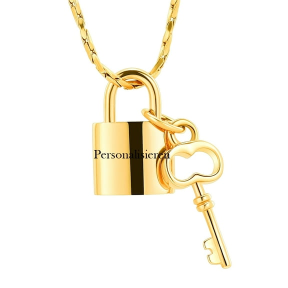 Padlock Urn Necklace for Ashes Stainless Steel Ashes Necklace with key charm Cremation Necklace for Men Women