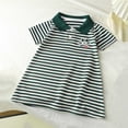 thumbnail image 6 of Spazoro Girls Cute Dresses, Soft & Comfy Striped Collared Short Sleeve Casual A-Line Dress for School Green Size 3-4 T, 6 of 6