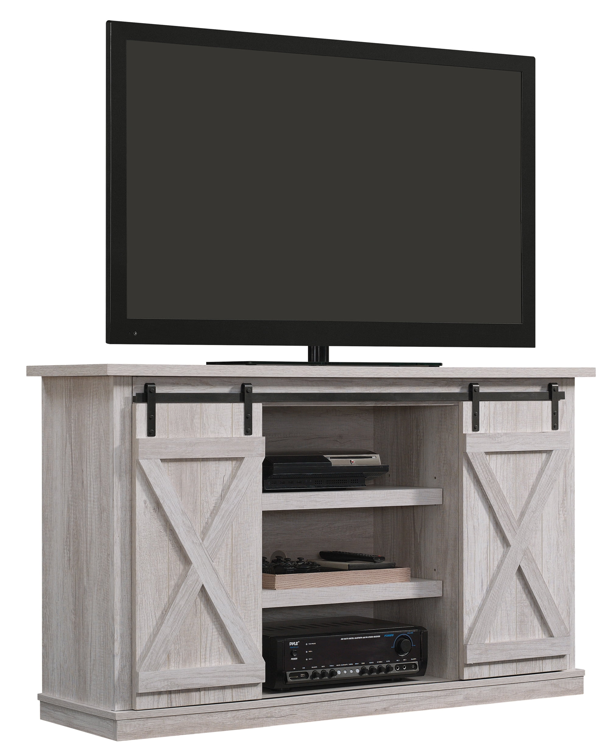 Twin Star Home Terryville Barn Door TV Stand for TVs up to 60", White Oak
