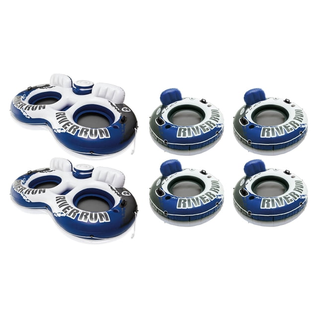 Intex River Run II Flotteur Gonflable 2 Personnes (2 Pack) avec Tube Unique (4 Pack)