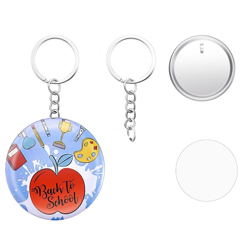 Yammee 100Pieces Craft Keyrings Supplies with 100Pcs 58mm Button Badge for Key Holder