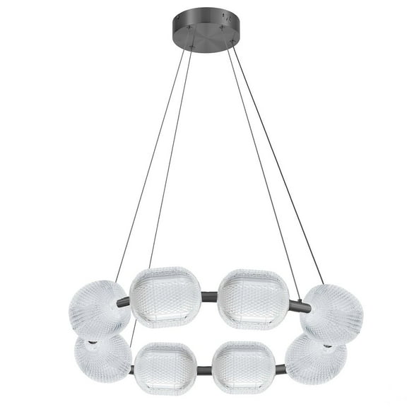 Dainolite 56W Chandelier in Matte Black w/ Clear Pattern Acrylic
