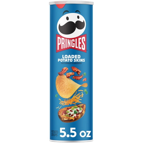 Pringles Loaded Potato Skins Potato Crisps Chips, Lunch Snacks, 5.5 oz Canister