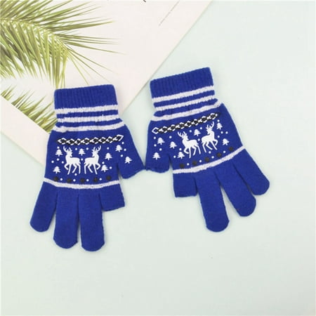 AkoaDa 1Pair Adult Christmas Elk Deer Knitted Gloves Thicken Two-Finger Touch Screen Full Finger Mittens To Keep Warm Gloves