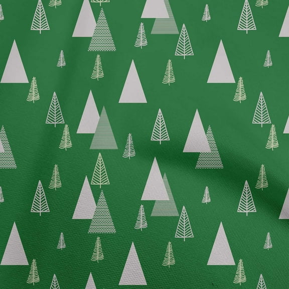 oneOone Polyester Spandex Green Fabric Christmas Tree Dress Material Fabric Print Fabric By The Yard 56 Inch Wide