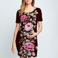 thumbnail image 2 of Taqqpue Women Maternity Dress Bodycon Mini Short Sleeve Crew Neck Printed Cocktail Pregnancy Maternity Clothes Dresses Baby Shower Daily Wear, 2 of 6