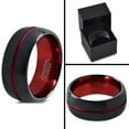 thumbnail image 4 of Tungsten Wedding Band Ring 10mm for Men Women Red Black Domed Brushed Polished Center Line Lifetime Guarantee, 4 of 4
