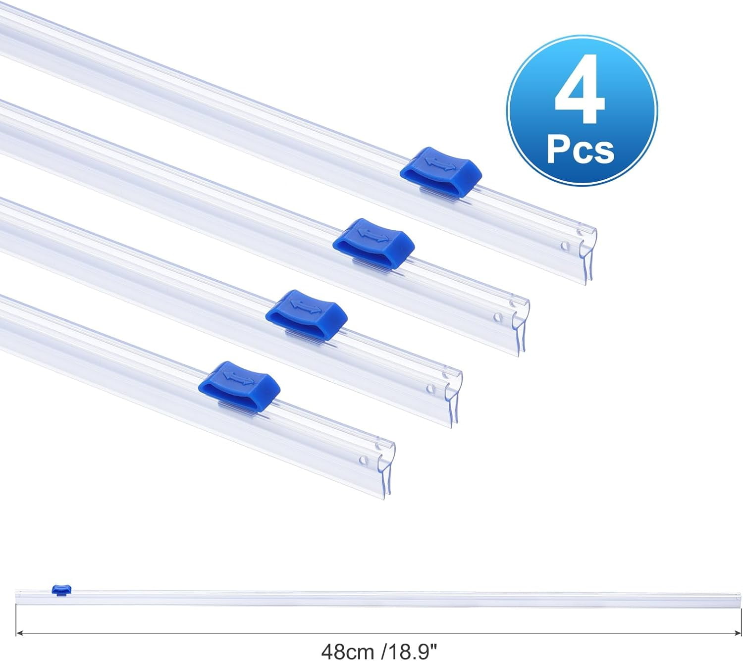 4pcs Plastic Wrap Cutter, 19in Plastic Wrap Slide Cutter Snap Card Slot Installation Replacement for Aluminum Foil Wax Paper Parchment Paper Wrap Dispenser, Blue