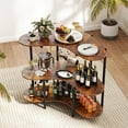 thumbnail image 2 of Costway 3-Tier Home Bar Unit with Stemware Racks & Storage Shelves with Metal Frame Brown, 2 of 10