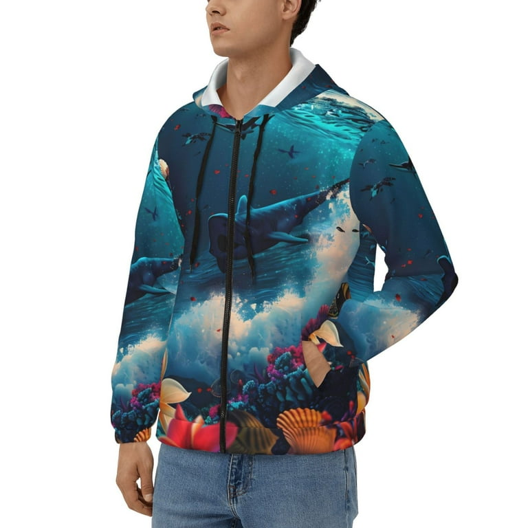 Kdxio Fantasy Underwater Adventure Print Men Hoodies Casual