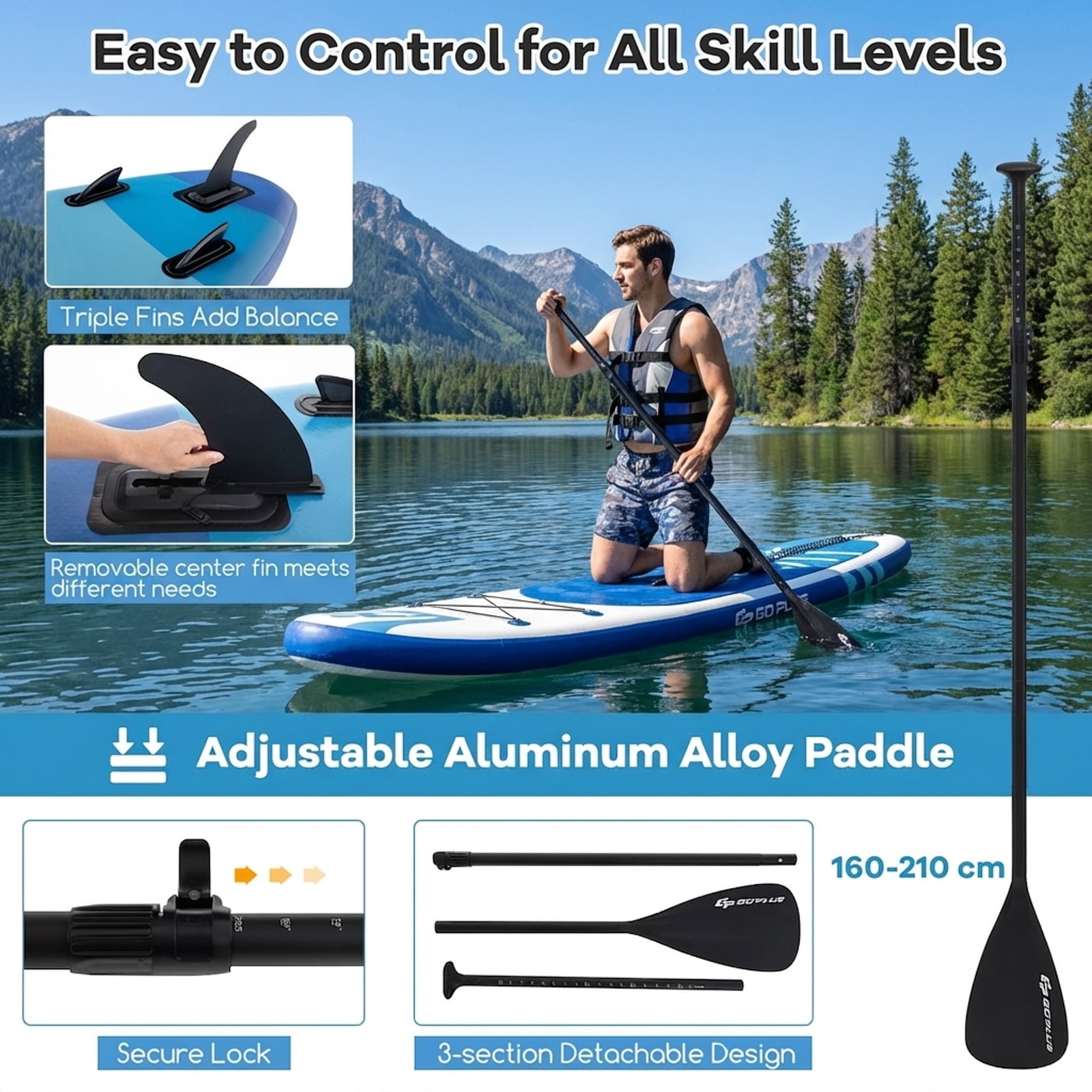 Airfind Inflatable Stand Up Paddle Board with Accessories-L