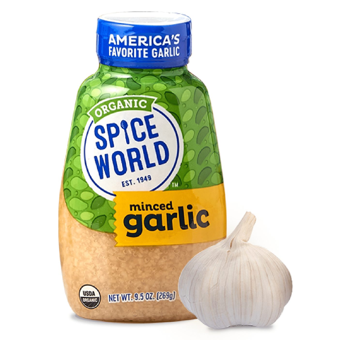 Spice World Organic Minced Garlic (2-Pack) - 9.5 oz Squeeze Bottles, Includes Galley Grove Sugar Free Peppermint Breath Mints