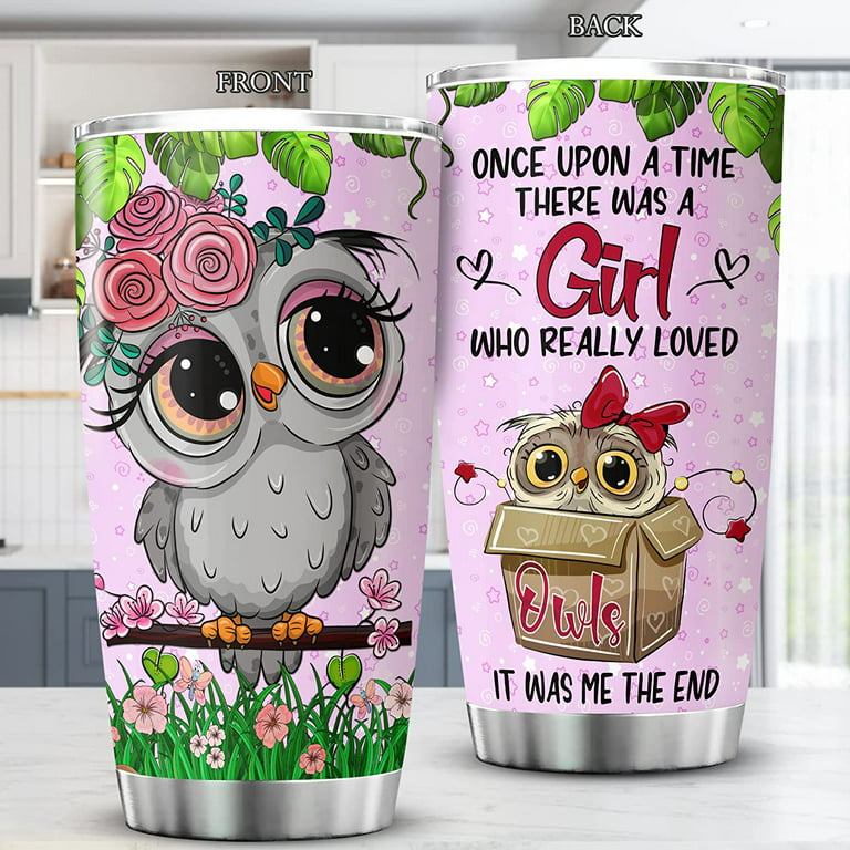 Funny Cute Green Owl Pattern Travel Mug