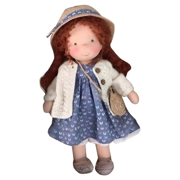 BESTSKY Handmade Waldorf Doll with Knitted Hair, Vintage Crocheted