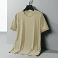 thumbnail image 2 of Men Ice Screen Eye Breathable Thin Solid Color Casual Summer Youth Crew Neck T Shirt Comfortable Lightweight Fashion Tee for Daily Wear Men's Tops T-Shirt Casual Crew Neck Loose, 2 of 3