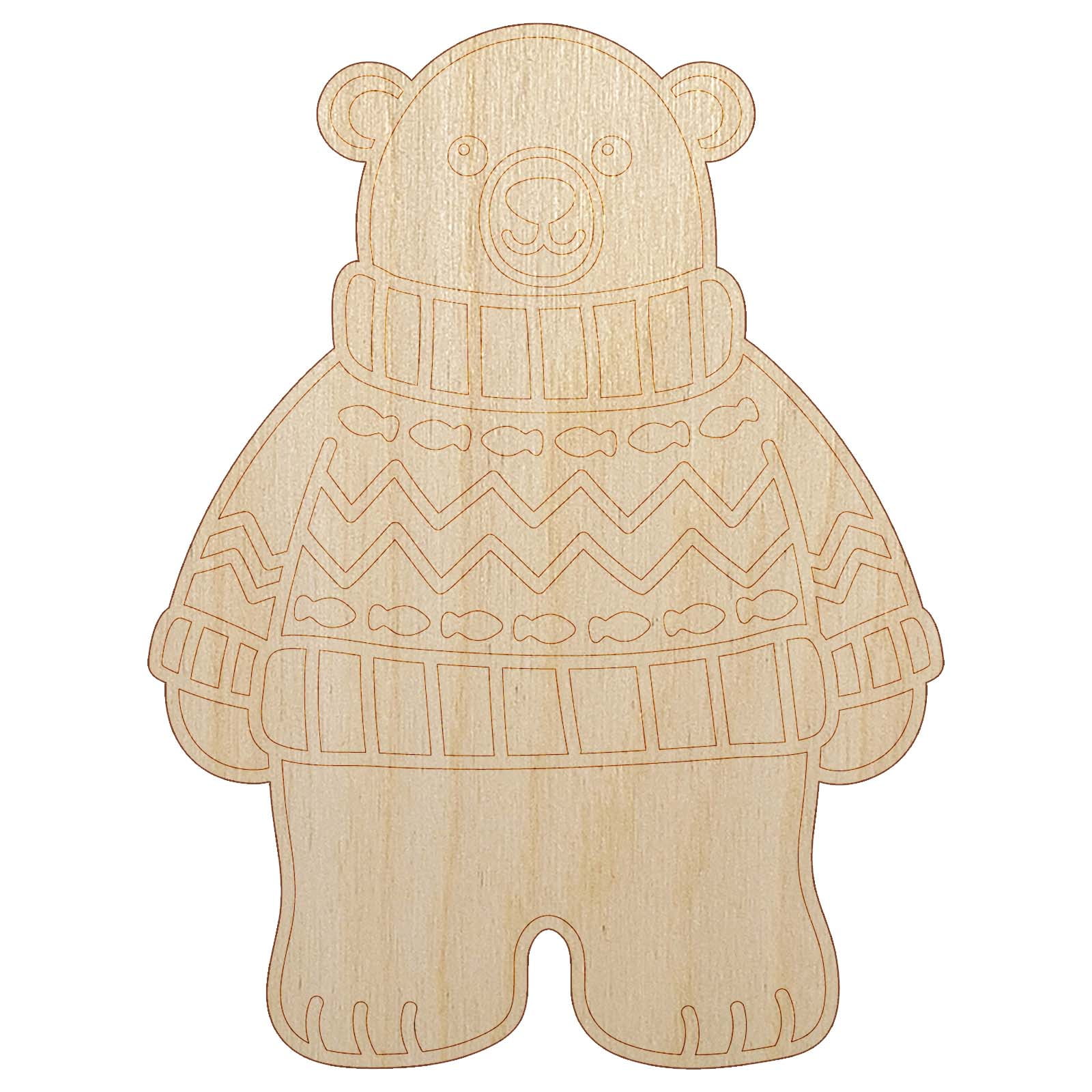 Polar Bear Wearing Sweater Wood Shape 