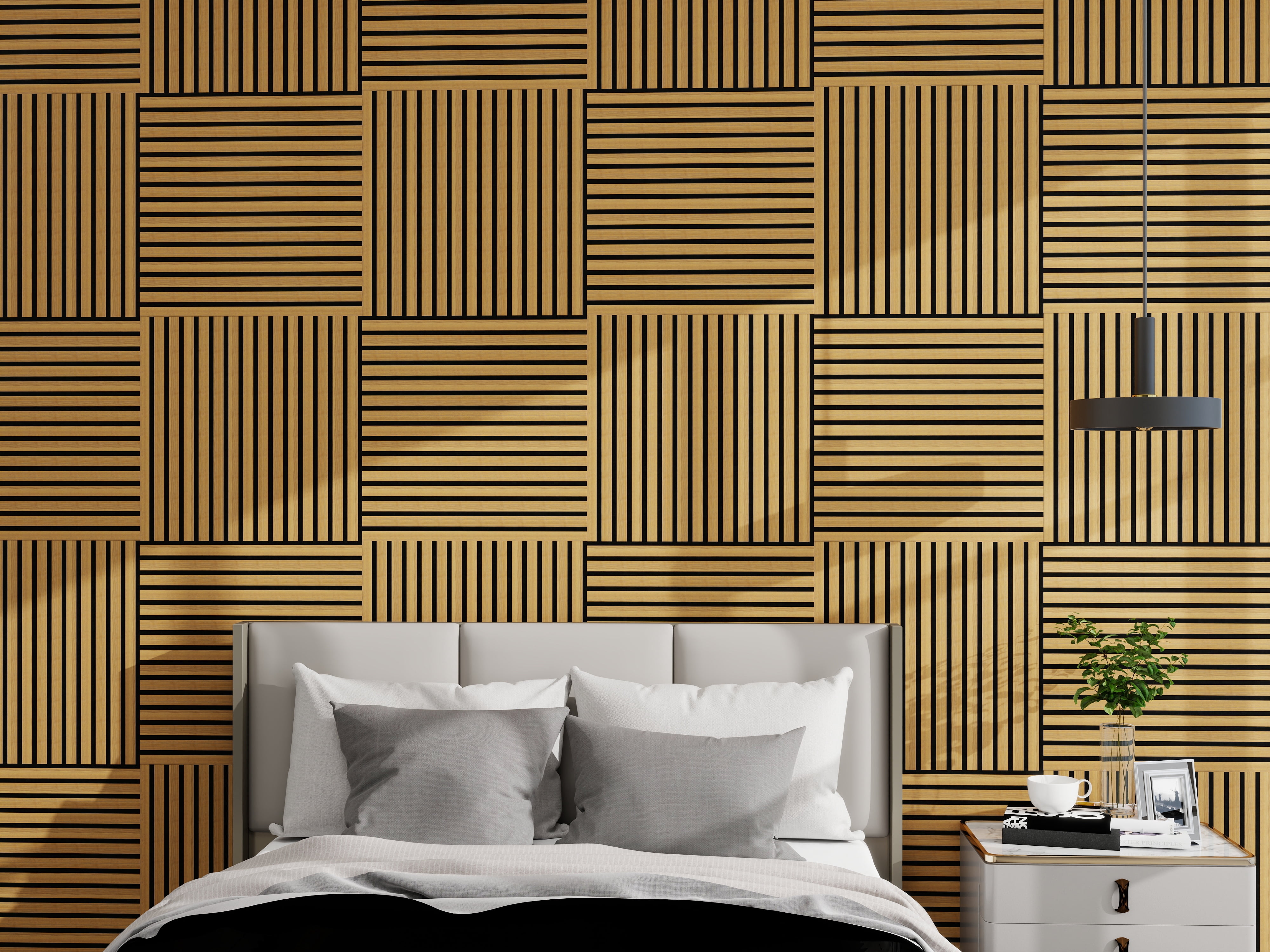 8‑Pack Walnut Wooden Slat Acoustic Panels, 3D Groove Sound‑Absorbing Wall & Ceiling Boards, Flame‑Retardant Noise Reduction Panels for Office Bedroom Gym Kitchen Home Theater