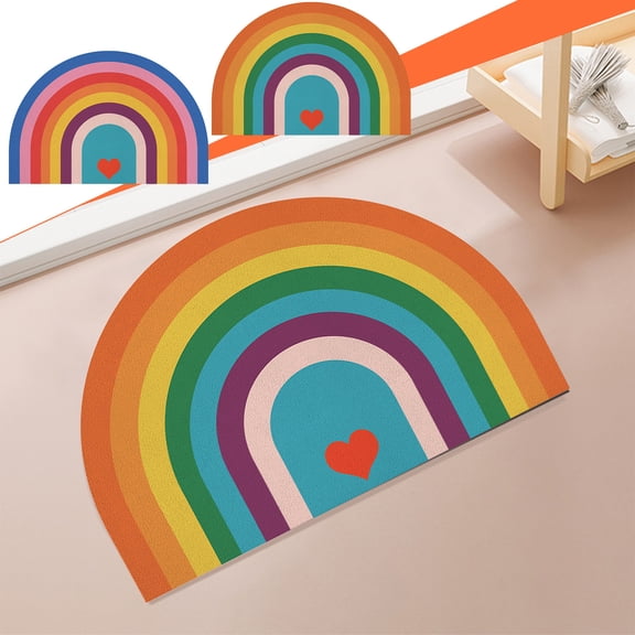 RFUGUG Floor Mats, Non Slip Waterproof Diatomaceous rainbow Floor Rugs for Bathroom, Kitchen, Bedroom, Home Decor, 16x24in