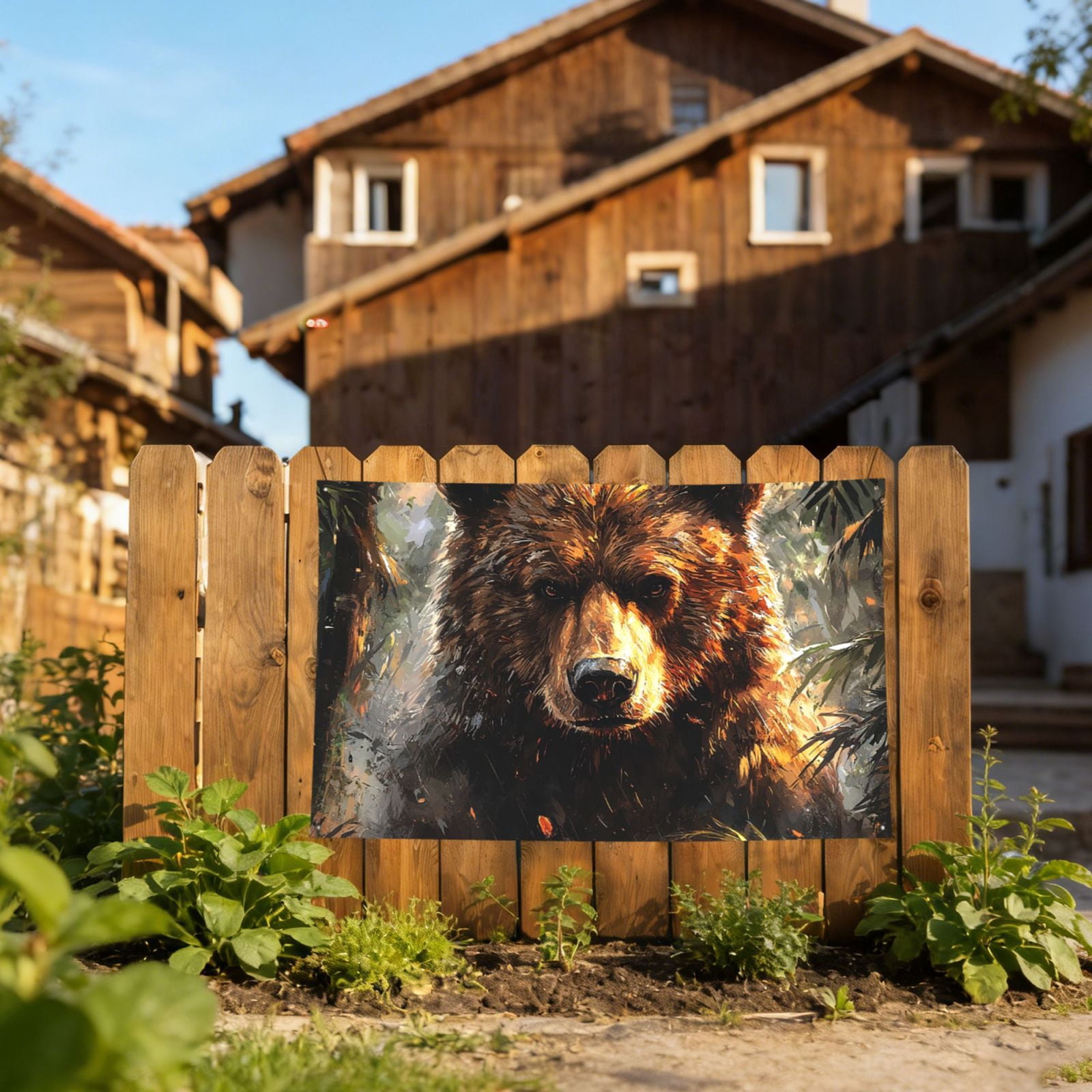 Bear Animal Art Four Hole Decorated Banner Flag for Garden Yard Home Decoration Indoor Outdoor 4x6 Ft