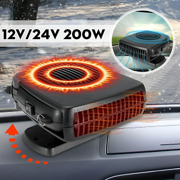 HIBIBUD 12V/24V 150-200W Portable Car Heater Fast Heating Cooling Fan, Windscreen Demister