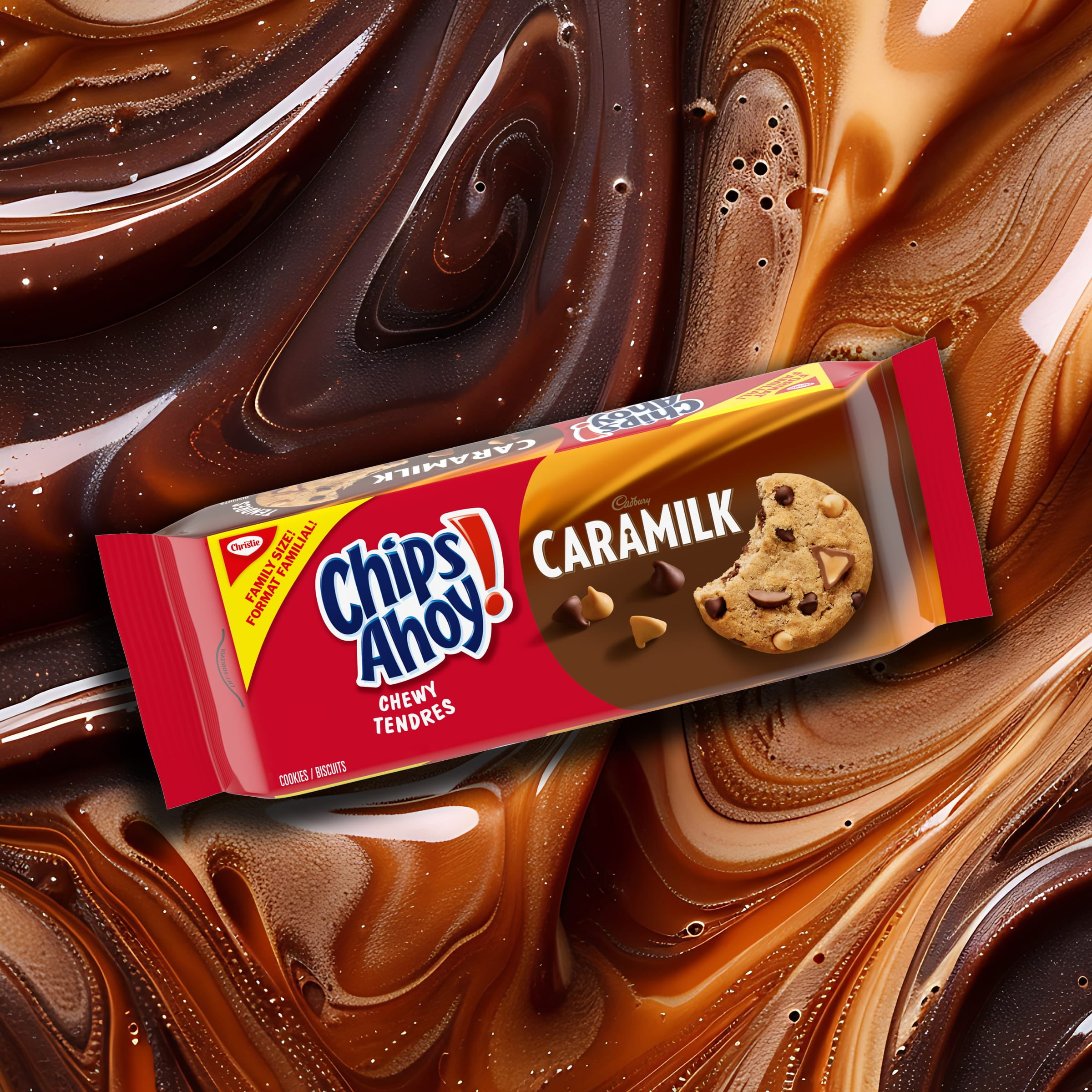 Biscuits CHIPS AHOY! CARAMILK, 1 emballage refermable, format familia