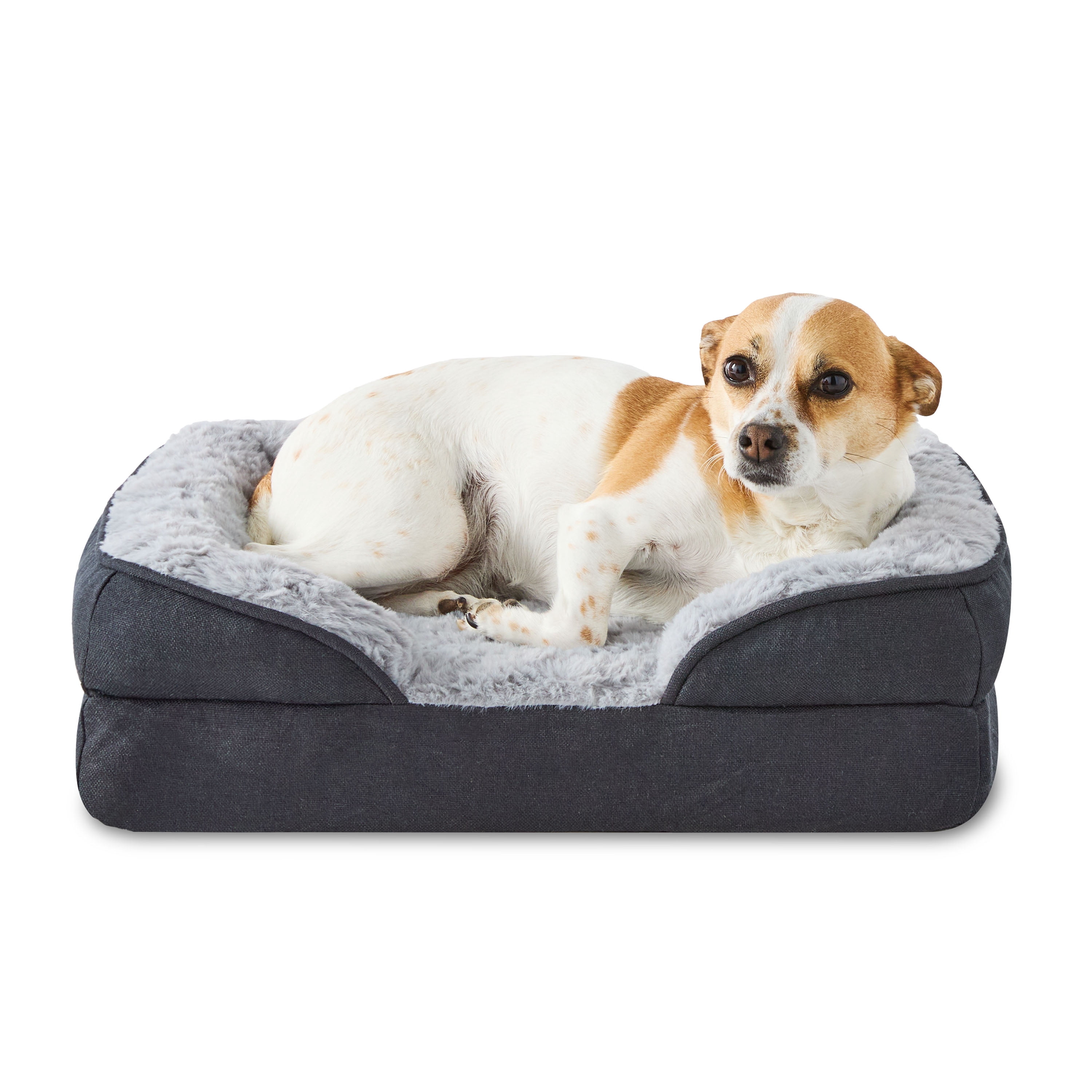 Vibrant Life Extra Small Orthopedic Bolster Dog Bed, Black, 15" x 20"
