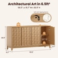 thumbnail image 3 of AFO 59" Fluted Sideboard Buffet Cabinet with Storage, Modern Wood Buffet Table with 4 3D-Checkerboard Doors & Adjustable Shelves, Mid-Century Bar Cabinet for Kitchen Living Room, Natural Wood, 3 of 9
