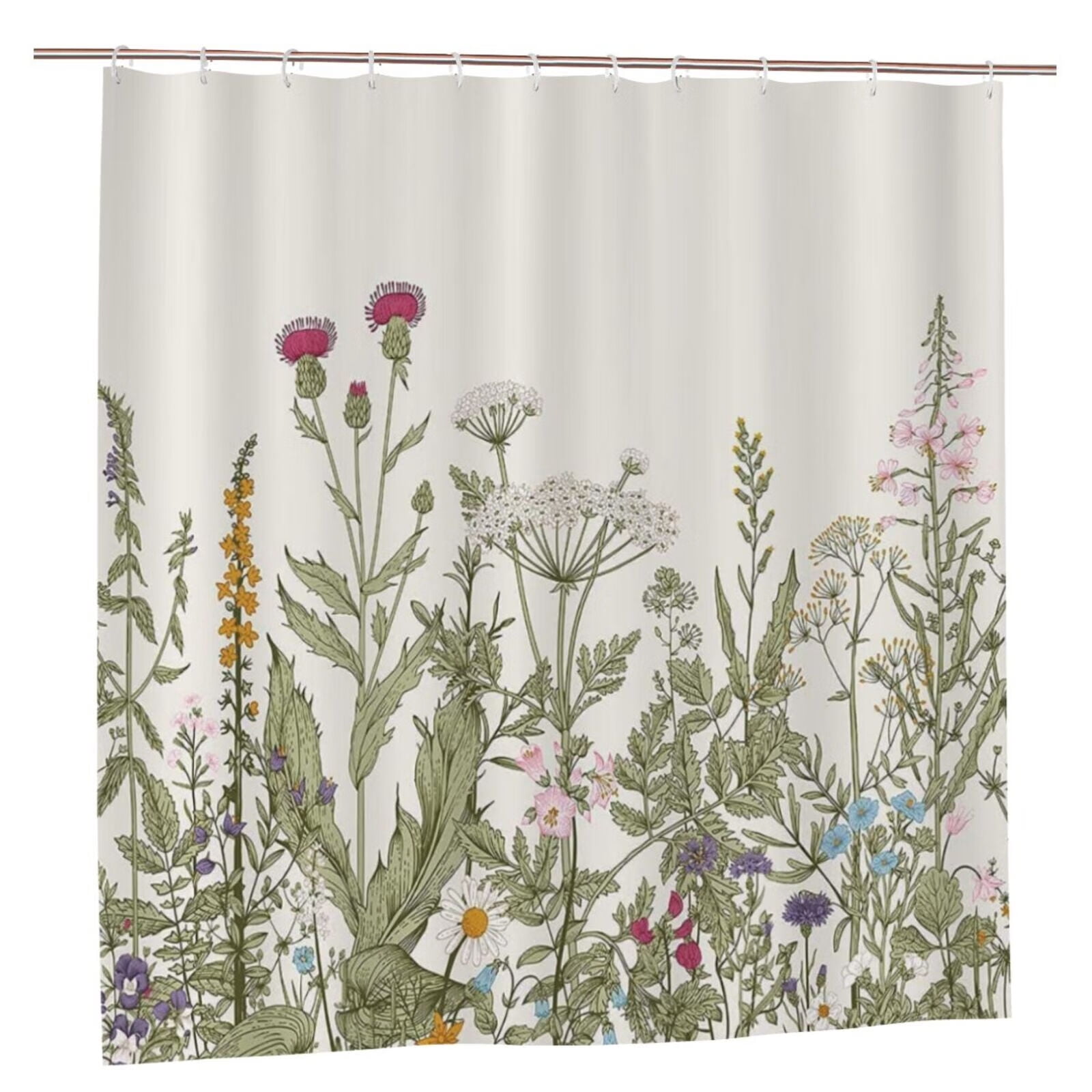 Wildflower Botanical Shower Curtain for Bathroom Decor 72Wx72H Inch