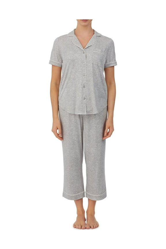 Women's and Women's plus Traditional Short Sleeve Notch Collar Knit PJ