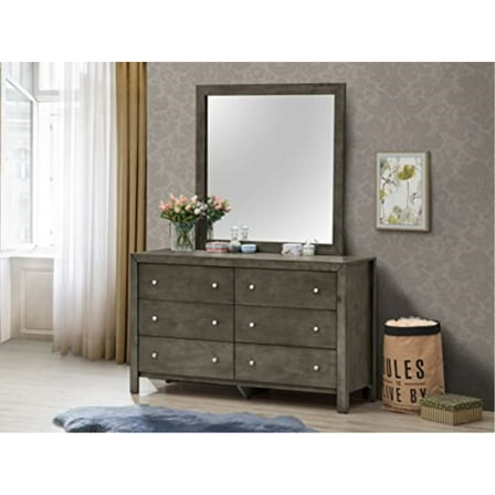 Glory Furniture 41" x 41" Gray Transitional Burlington Dresser Mirror