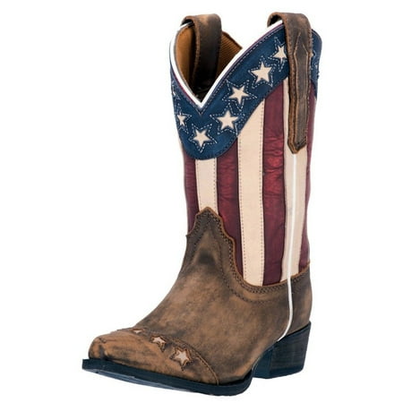 Dan Post Western Boots Girls Cowboy Stars Stripes Tan DPC3166