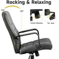 thumbnail image 4 of Office Desk Chair Leather, Conference Room Chairs with Wheels, Modern Executive Office Chairs Adjustable Height, Ergonomic Swivel Rolling Ribbed Computer Chair(Matte Black), 4 of 14