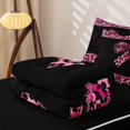 thumbnail image 5 of Erosebridal Fuchsia Leopard Bow Zipper Twin Comforter Sets with Fitted Sheet and 2 Pillowcases for Teens, Rose Pink Fashion Ribbon Zipper Bedding Set, Black Reversible, 4pcs, 5 of 7