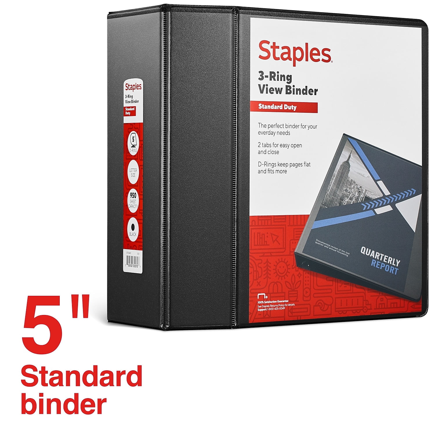 MyOfficeInnovations Standard 5" 3-Ring View Binder Black (26359-CC) 976180