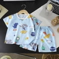 thumbnail image 2 of Ulanda Ensemble de Pyjama 2 Pcs Pjs Coton Tenue de Nuit d'Été Manches Courtes Haut avec Bas (Bleu Ciel, 3-4 Ans), 2 of 6