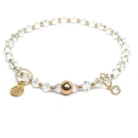Julieta Jewelry White Swarovski Crystal Emily 14kt Gold over Sterling Silver Stretch Bracelet