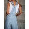 thumbnail image 5 of Women Loose Baggy Overalls Denim Jean Casual Adjustable Denim Bib Overalls Wide Leg Harem Pant Jumpsuits with Pockets, 5 of 6