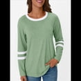 thumbnail image 4 of Camisetas de Larga para Mujer, Camisetas Casuales con Cuello Redondo y Bloques de Color, Ropa de Moda de Otoño, Conjuntos Modernos Verde L, 4 of 8
