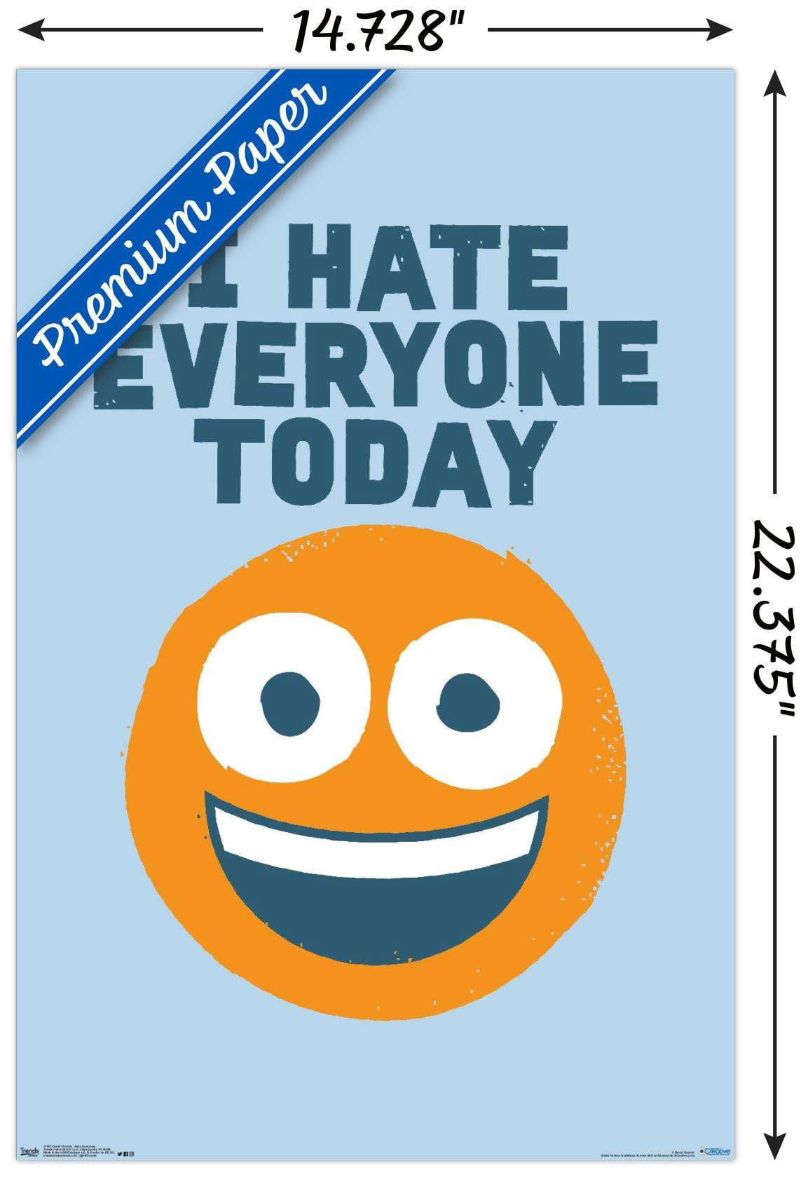 DaVid Olenick - Hate Everyone Wall Poster, 14.725" x 22.375"