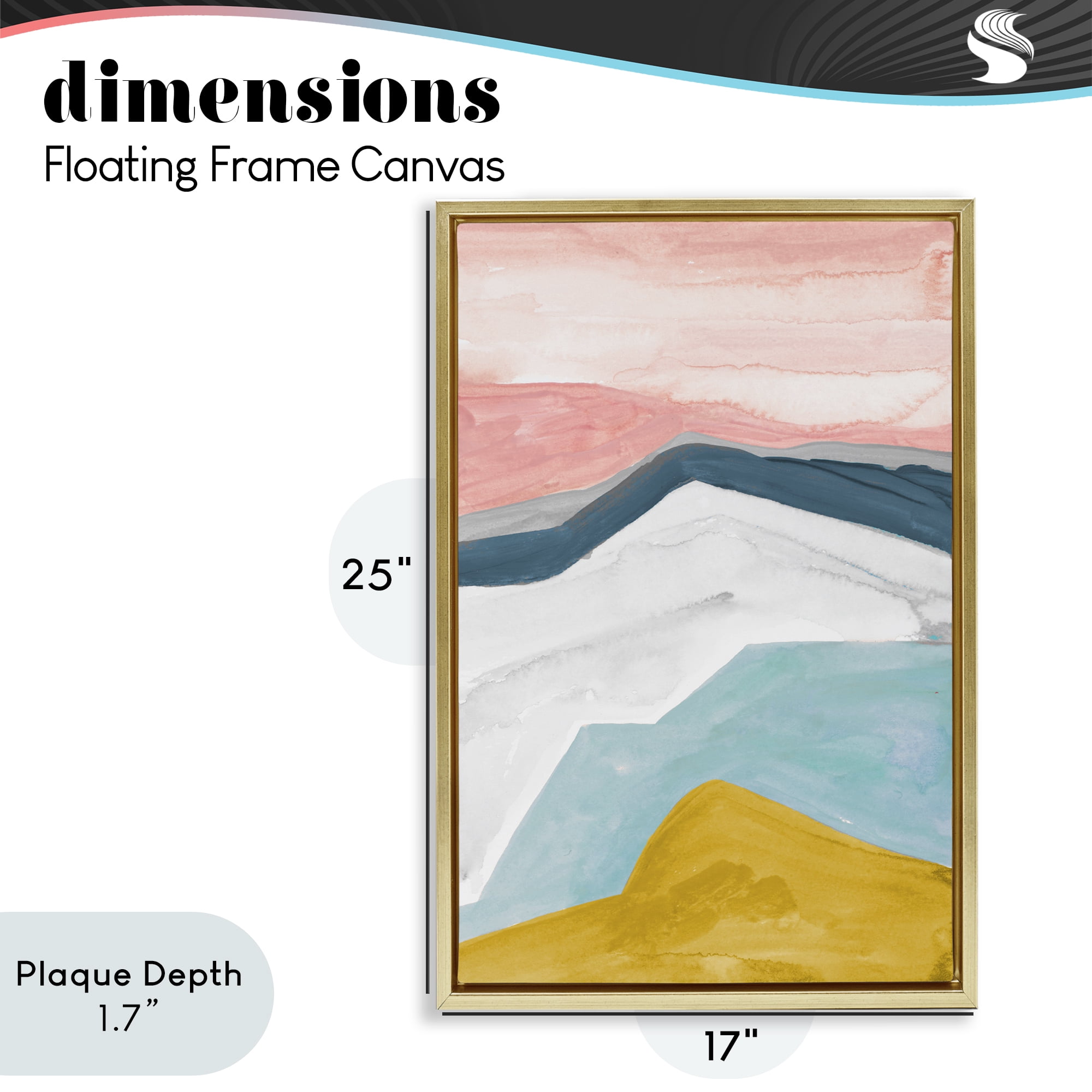 Stupell Industries Pastel Geometric Mountains Gold Framed Floater Canvas Wall Art, design by B. Danelle