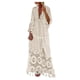 thumbnail image 2 of ICHUANYI Clearance Fashion Casual Bohemian Large Size V-Neck Solid Color Lace Tassel Long Dress(Beige, L) ICHUANYI WER2023080800956, 2 of 9