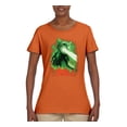 thumbnail image 2 of Catzilla Parody Taking Over City | Womens Cat Lover Graphic T-Shirt, Orange, Small, 2 of 3