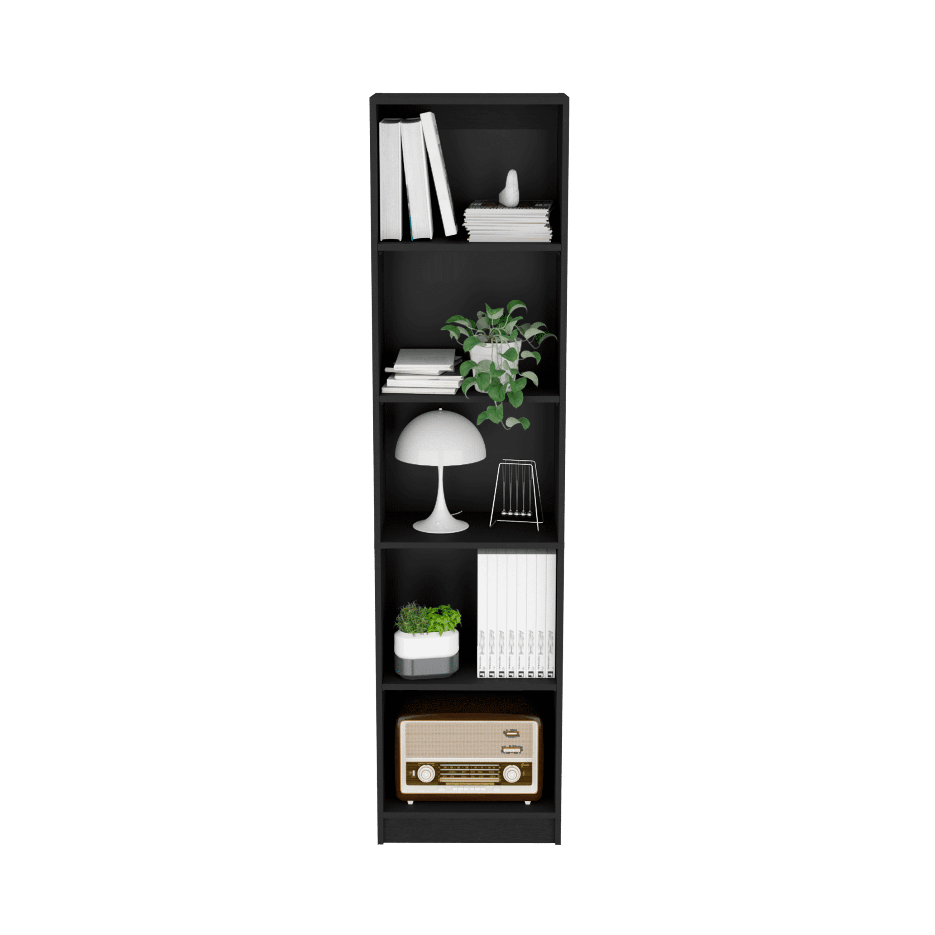 Bookcase Compact Bookshelf with Multiple Shelves, Black