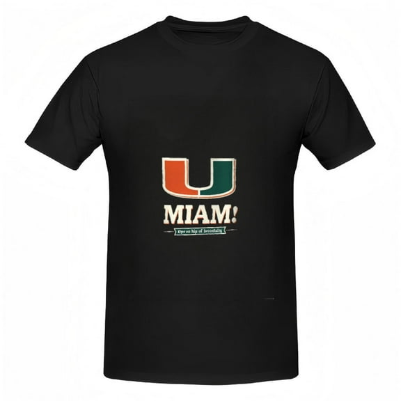 Stylish Women's Cotton Short Sleeve T-Shirt with Bold Miami Graphic Design - Orange & Green ' U ' with ' MIAMI ' Text