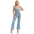 thumbnail image 2 of iixpin Women's Adult 70s Disco Outfit Halloween Sleeveless Flared Jumpsuit Long Bodysuit Costume Blue 170, 2 of 6